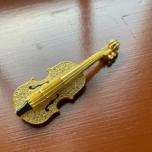 Vintage Karl Lagerfeld Brooch Pin Cello Violin String Acoustic Instrument